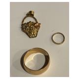 10K Gold Rings and Pendant Set
