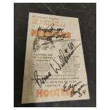 Hooters Menu autographed by 2 Green Bay Packers