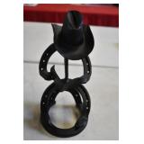 Vtg Handmade Horseshoe Cowboy Statue