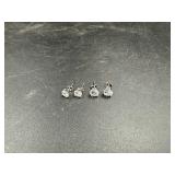 Four Cubic Zirconia Stud Earrings