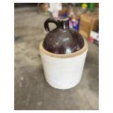 Stoneware Jug With Dark Brown Glaze and Handle