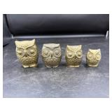 Four Brass Owl Figurines