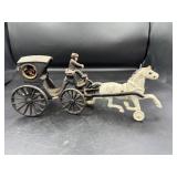 Cast Iron Horse-Drawn Carriage with Driver