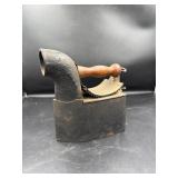 Vintage Cast Iron Coal Iron with Wooden Handle