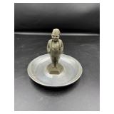 Cast Metal Figurine on Dish Base