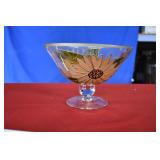 Handpainted Sunflower Footed Bowl