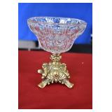 Ornate Crystal Bowl with Gild Metal Base