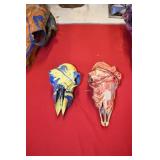 Pair of Painted Small Animal Skulls