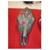 Painted Bovine Skull Head