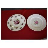 Pair Vtg Rose Pattern Decorative Plates