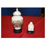 Vtg Small Ginger Jar & Buddha Figure