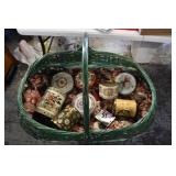 Large Basket with Collectible Tins