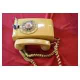 Vtg Yellow Wall Rotary Telephone