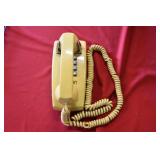 Vtg Yellow Wall Push Button Telephone