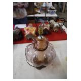 Vintage Pink Floral Painted Lamp