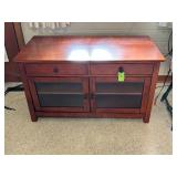 Wooden TV Stand  w/ Drawers and Glass Doors