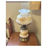 Vintage Floral Glass Hurricane Lamp