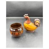 Homco Ceramic Rooster and Russian Pottery