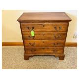 Four-Drawer Wooden Chest with Brass Hardware