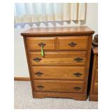Oak Chest of Drawers with Brass Hardware