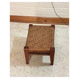 Wood and Woven Rope Footstool