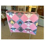 Handmade Patchwork Quilt in Pink Tones