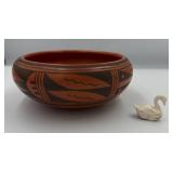 Decorative Clay Bowl and Swan Figure
