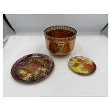 Copper and Enameled Dish Lot