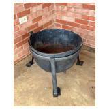 Antique Cast Iron Cauldron With Metal Stand