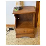 Oak Nightstand With Drawer and Open Shelf