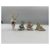 3 Ceramic Figurine Babies and Vase