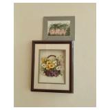 Framed Floral Prints, Basket and Wall Scene