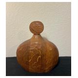 Vtg Hand-Carved Wooden Decanter 7ï¿½ï¿½