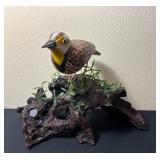 Vtg Hand-Painted Wooden Bird Sculpture 13ï¿½ï¿½x10ï¿½ï¿½9ï¿½