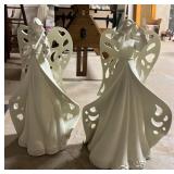 Vtg White Porcelain Angel Figurines 16ï¿½ï¿½