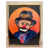 Vtg Framed Clown by Homeowner 11.5ï¿½ï¿½x14.5ï¿½ï¿½