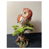 Vtg Owl Figurine on Tree Branch 9ï¿½ï¿½x10.5ï¿½ï¿½x13ï¿½ï¿½