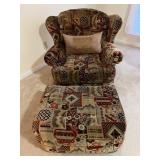 Vtg Wingback Chair/Ottoman Set