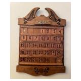 Vtg Wooden Perpetual Wall Calendar 16ï¿½ï¿½x22.5ï¿½ï¿½