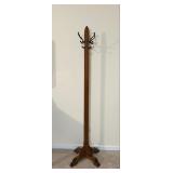 Vtg Wooden Coat Rack w/Metal Hooks 67ï¿½ï¿½