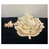 Vtg Ceramic Leaf Dishes/Trinket Set
