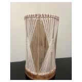 Vtg Rope Table Lamp W/Wood Base 8ï¿½ï¿½x14ï¿½ï¿½