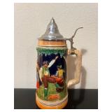 Vtg Ceramic Stein W/Pewter Lid 11.5ï¿½ï¿½