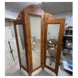 Vtg Wooden Folding Screen 54.5ï¿½ï¿½x78ï¿½ï¿½