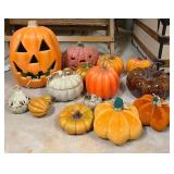 Vtg Ceramic & Fabric Pumpkins 17ï¿½ï¿½