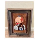 Framed Clown Burlap Painting by Homeowner 12ï¿½ï¿½x15ï¿½