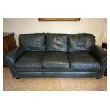(LR)ï¿½Green Leather Sofaï¿½81x37x33