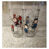 (K-Hutch)ï¿½Vtg Charlie Brown & Lucy Glass Setï¿½5.5ï¿½