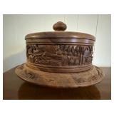 (DR)ï¿½Vtg Hand-Carved Cake Standï¿½15.5ï¿½11