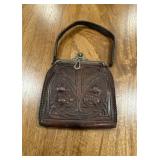 (LR)ï¿½Vtg Tooled Leather Purseï¿½5.75ï¿½6.5
